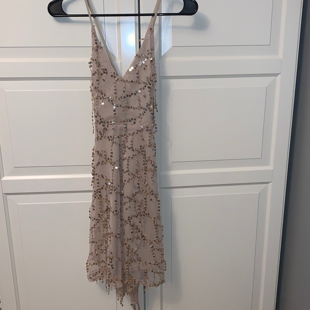 Sequined Tan Dress